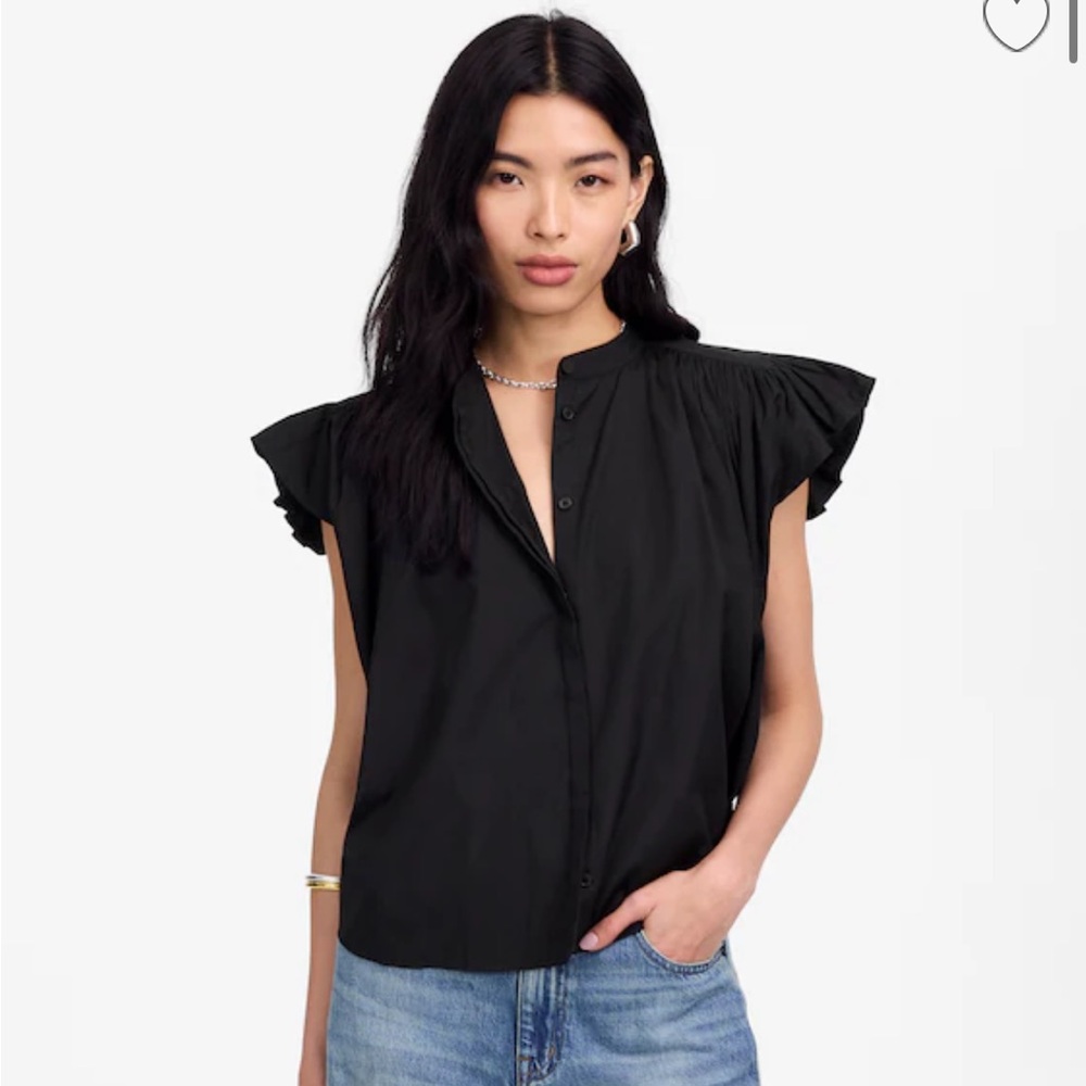 Madewell Black Ruffle Sleeve Blouse